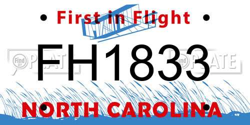 FH1833 North Carolina License Plate