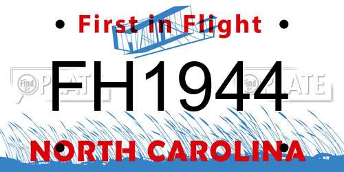 FH1944 North Carolina License Plate