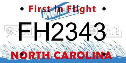 FH2343 North Carolina License Plate