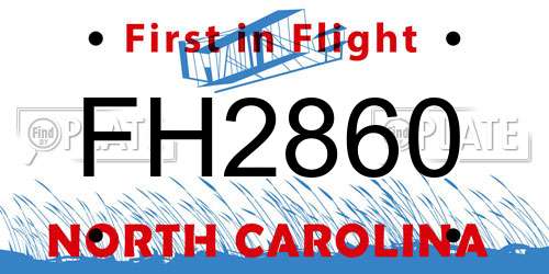FH2860 North Carolina License Plate