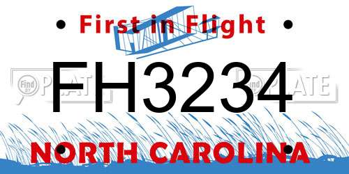 FH3234 North Carolina License Plate