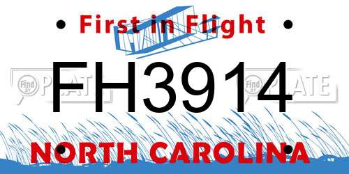 FH3914 North Carolina License Plate