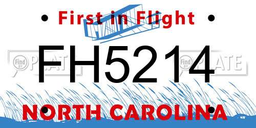 FH5214 North Carolina License Plate