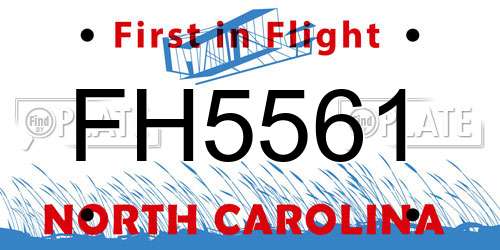 FH5561 North Carolina License Plate