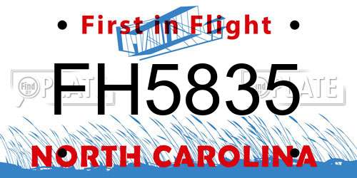 FH5835 North Carolina License Plate
