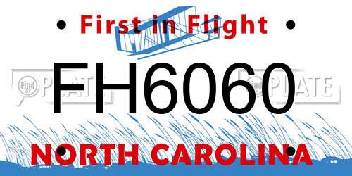 FH6060 North Carolina License Plate
