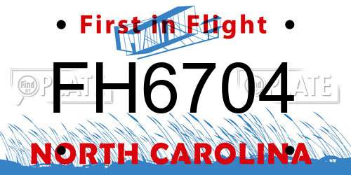 FH6704 North Carolina License Plate