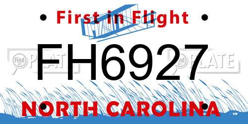 FH6927 North Carolina License Plate