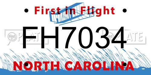FH7034 North Carolina License Plate