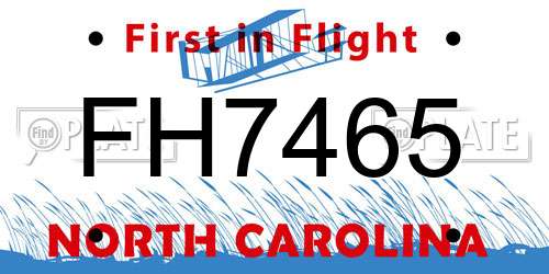 FH7465 North Carolina License Plate