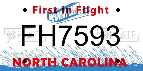 FH7593 North Carolina License Plate