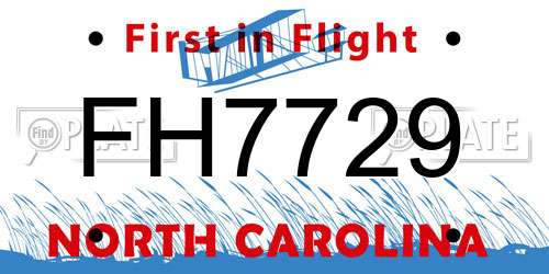 FH7729 North Carolina License Plate