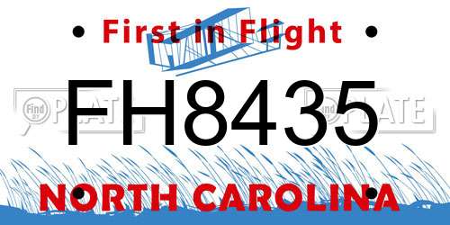FH8435 North Carolina License Plate