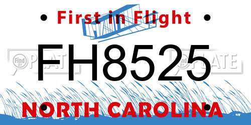 FH8525 North Carolina License Plate