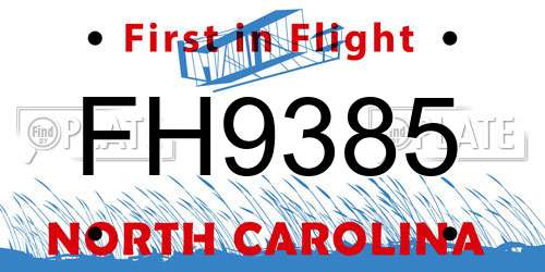 FH9385 North Carolina License Plate
