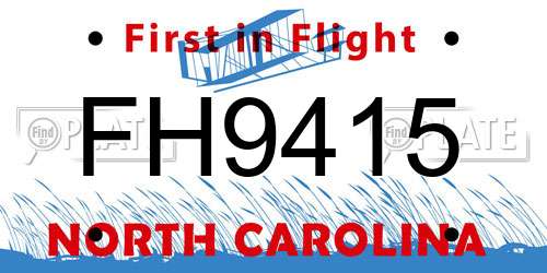 FH9415 North Carolina License Plate