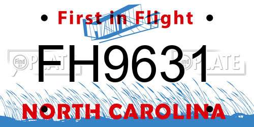 FH9631 North Carolina License Plate