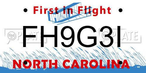 FH9G3I North Carolina License Plate
