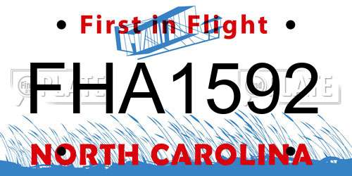 FHA1592 North Carolina License Plate