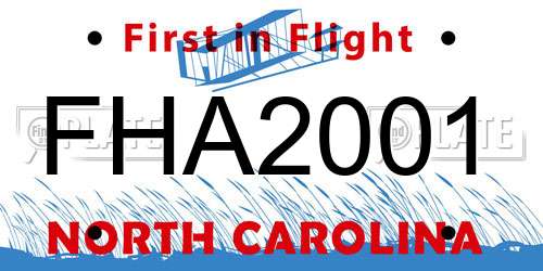 FHA2001 North Carolina License Plate