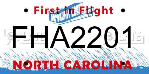 FHA2201 North Carolina License Plate