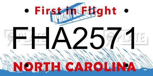 FHA2571 North Carolina License Plate