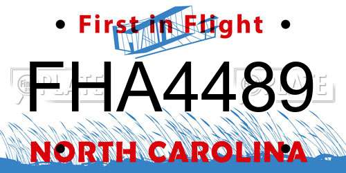 FHA4489 North Carolina License Plate