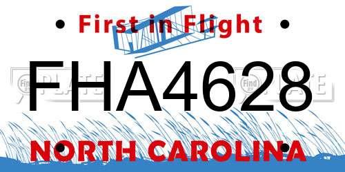 FHA4628 North Carolina License Plate