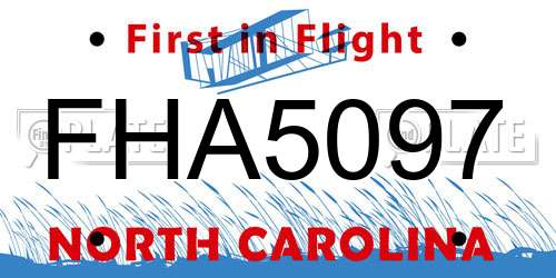 FHA5097 North Carolina License Plate