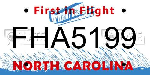 FHA5199 North Carolina License Plate