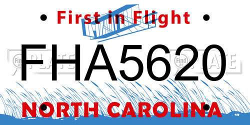 FHA5620 North Carolina License Plate