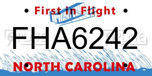 FHA6242 North Carolina License Plate