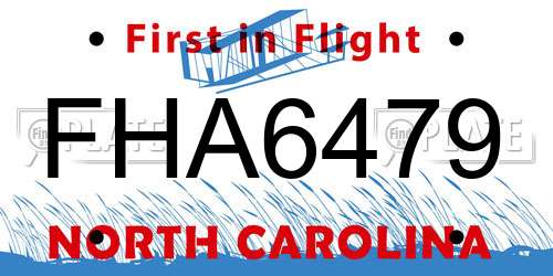 FHA6479 North Carolina License Plate