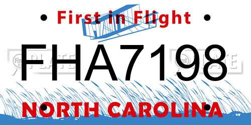 FHA7198 North Carolina License Plate