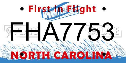 FHA7753 North Carolina License Plate