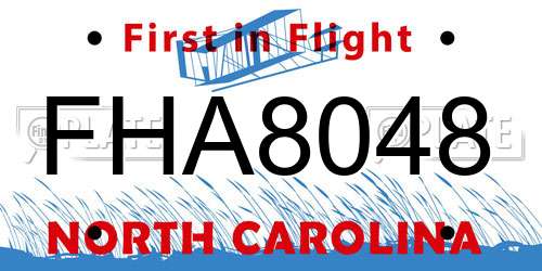 FHA8048 North Carolina License Plate