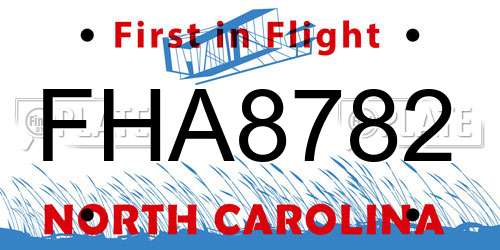 FHA8782 North Carolina License Plate