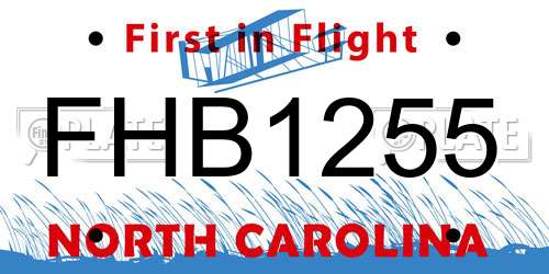 FHB1255 North Carolina License Plate