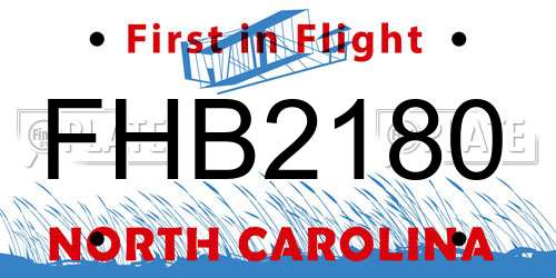 FHB2180 North Carolina License Plate