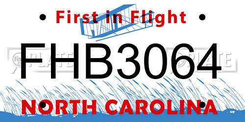 FHB3064 North Carolina License Plate