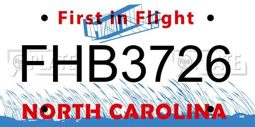 FHB3726 North Carolina License Plate