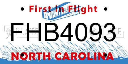 FHB4093 North Carolina License Plate
