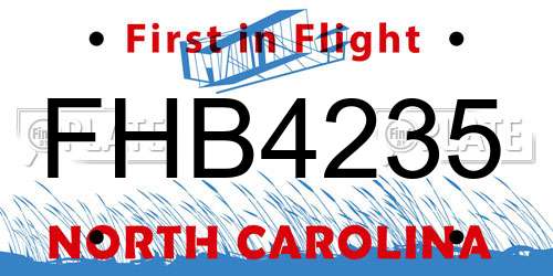 FHB4235 North Carolina License Plate