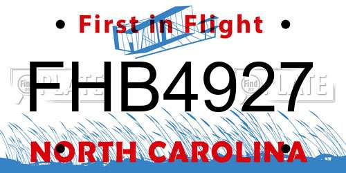 FHB4927 North Carolina License Plate