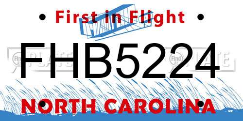FHB5224 North Carolina License Plate