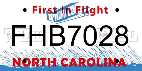 FHB7028 North Carolina License Plate
