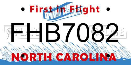 FHB7082 North Carolina License Plate