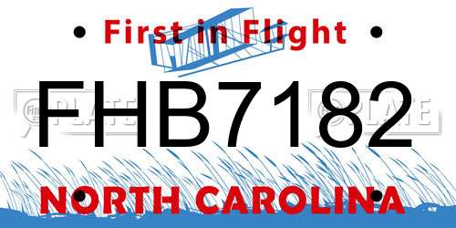 FHB7182 North Carolina License Plate