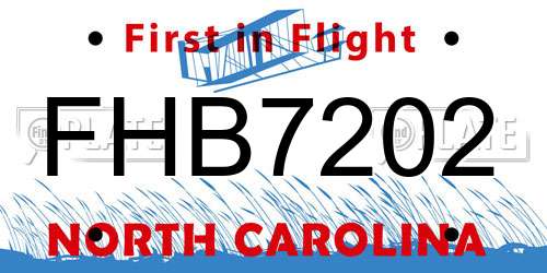 FHB7202 North Carolina License Plate