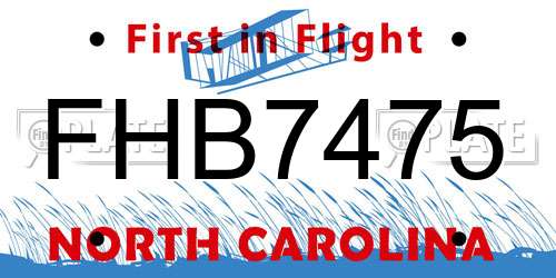 FHB7475 North Carolina License Plate